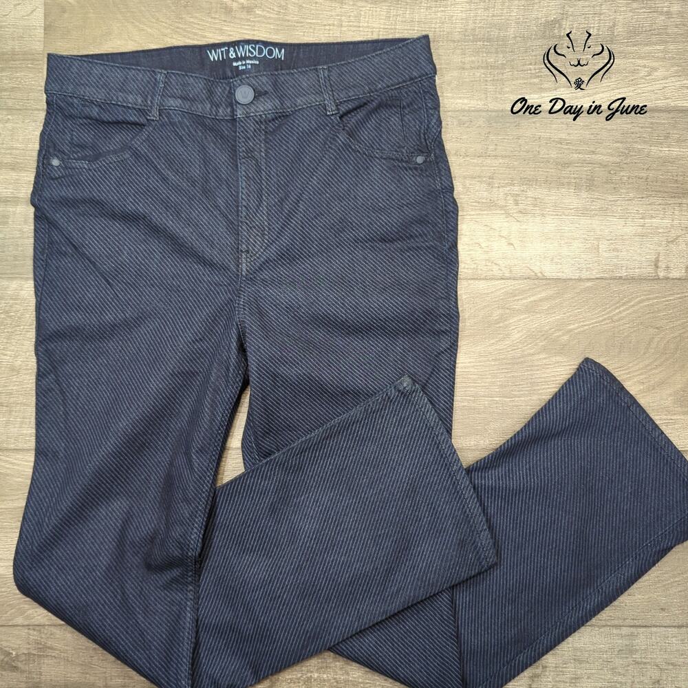 Wit & Wisdom Navy Pinstripe Straight-Leg Pants